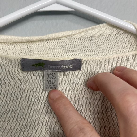 Horny Toad Linen Blend Cardigan Open Cream Grey Sleeves Colorblock Size XS - Picture 2 of 6